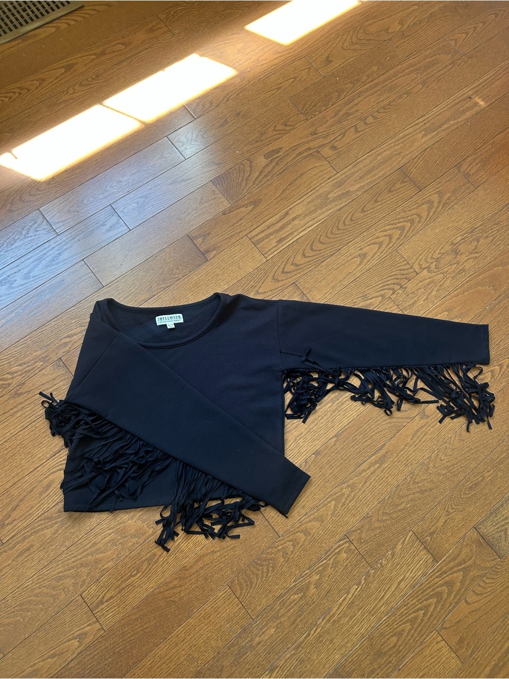Idyllwind Black Fringe Cropped Sweatshirt